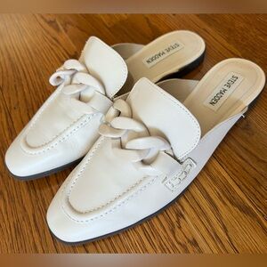 Steve Madden Cally Light Cream Chain-Link Slip-On Mules